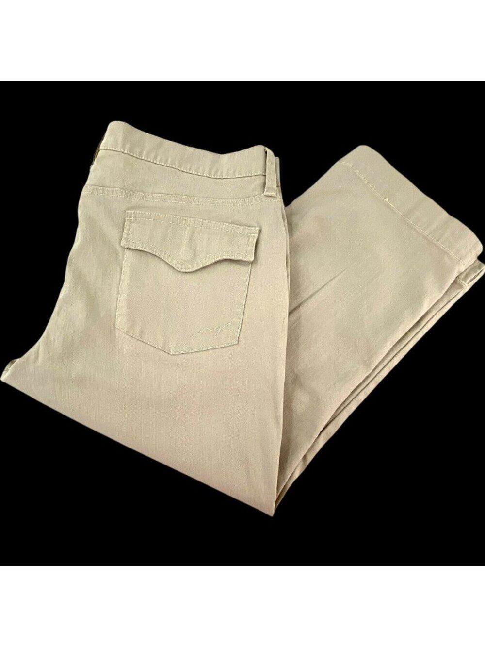 New York & Company Womens Capri Pants 18 Plus Stretch Pockets Beige Zipper